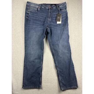 Tpj Thick Thicc Jeans Mens 44x34 Medium Wash Blue Relaxed Straight Stretch Denim